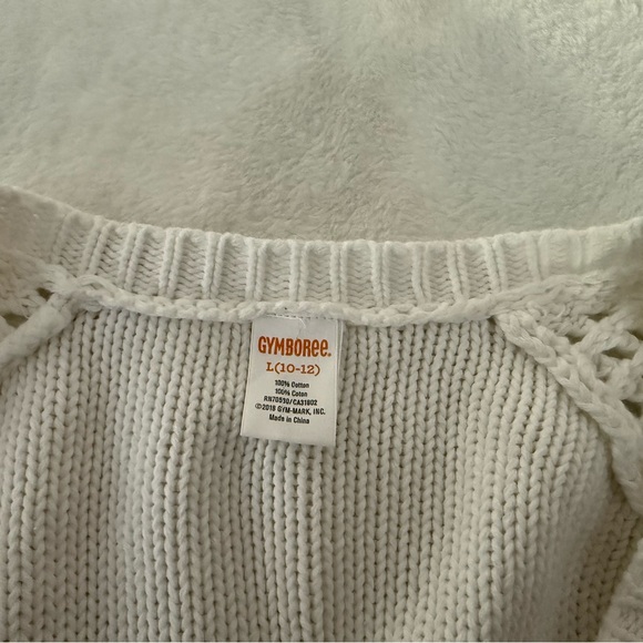 Gymboree White Knitted Open Front Cardigan Sweater Girls Size 10/12 - Picture 4 of 5